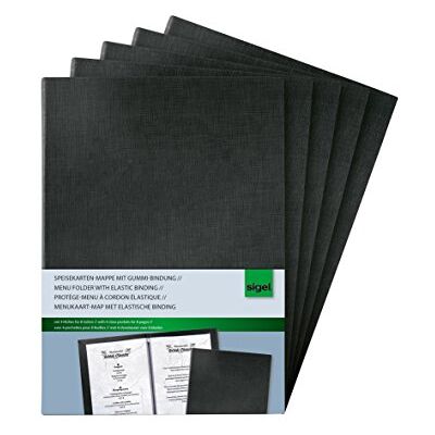 Sigel SM115/5 matkort-mappar med gummibindning för A5, 5-pack, svart – även i A4 Sigel SM115/5 matkort-mappar med gummibindning för A5, 5-pack, svart – även i A4