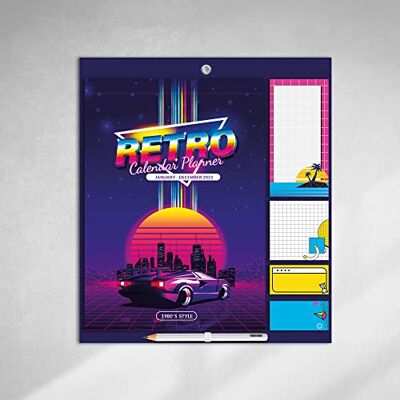 "Imagicom" Imagicom" Kalender Retrowave Planner, 2022 12 månader, hängas på väggen eller två magneter på metallytor. 1 ark klistermärken, 4 innerkort, anteckningsblock och 1 penna, Multi "Imagicom" Imagicom" Kalender Retrowave Planner, 2022 12 månader, hängas på väggen eller två magneter på metallytor. 1 ark klistermärken, 4 innerkort, anteckningsblock och 1 penna, Multi