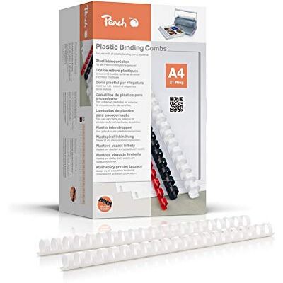 Peach Persika plastbindningsstöd A4 – 20 mm – 175 ark – 100 stycken – vit – PB420-01 Peach Persika plastbindningsstöd A4 – 20 mm – 175 ark – 100 stycken – vit – PB420-01
