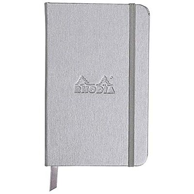 Rhodia 118067C – styv notebook webnotebook silver – A6 – fodrad – 192 sidor – Clairefontaine elfenbenspapper 90 g/m – bokmärke, elastisk stängning – fodral i fuskläder Rhodia 118067C – styv notebook webnotebook silver – A6 – fodrad – 192 sidor – Clairefontaine elfenbenspapper 90 g/m – bokmärke, elastisk stängning – fodral i fuskläder