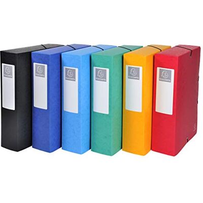 Exacompta Ref 50830E 6 arkivboxar med Exabox-elastik 600 g/m2 glansig kartong 8 cm rygg 25 x 33 cm för A4-dokument 6 olika färger levereras monterad Exacompta Ref 50830E 6 arkivboxar med Exabox-elastik 600 g/m2 glansig kartong 8 cm rygg 25 x 33 cm för A4-dokument 6 olika färger levereras monterad