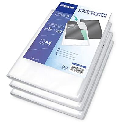 Waytex 931442P anpassningsbart A4-dokumentskydd (set med 3) 60 vyer 30 fickor transparent polypro omslag Waytex 931442P anpassningsbart A4-dokumentskydd (set med 3) 60 vyer 30 fickor transparent polypro omslag