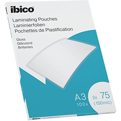 Ibico Lamineringsfickor / Laminat, A3-storlek, Glansig Finish, 150 Mikron, 100-pack, Kristallklara, 627319 Ibico Lamineringsfickor / Laminat, A3-storlek, Glansig Finish, 150 Mikron, 100-pack, Kristallklara, 627319