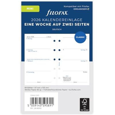 Filofax Kalender Mini 1 vecka på 2 sidor (tyska) 2026 Filofax Kalender Mini 1 vecka på 2 sidor (tyska) 2026