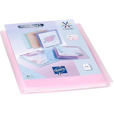 Viquel anpassningsbart dokumentskydd A4-bindning 60 vyer (30 fickor) Propysoft genomskinliga och släta fickor genomskinlig rosa Viquel anpassningsbart dokumentskydd A4-bindning 60 vyer (30 fickor) Propysoft genomskinliga och släta fickor genomskinlig rosa