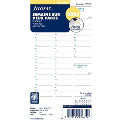 Filofax vecka på två sidor franska Per 2023 Filofax vecka på två sidor franska Per 2023