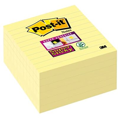 Post-it 675-6SCY Super Sticky Notes, 101 x 101 mm, linjerad, 6 block av 90 ark, gul Post-it 675-6SCY Super Sticky Notes, 101 x 101 mm, linjerad, 6 block av 90 ark, gul