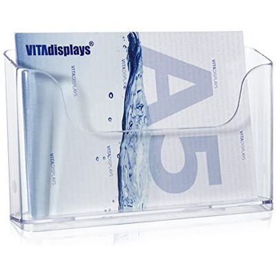 VITAdisplays DIN A5 bordsbroschyrstativ som flygstativ i liggande format, transparent flyghållare och stabil bordsbroschyrhållare, 2 stycken VITAdisplays DIN A5 bordsbroschyrstativ som flygstativ i liggande format, transparent flyghållare och stabil bordsbroschyrhållare, 2 stycken