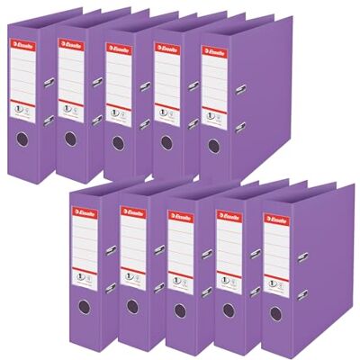 Esselte No.1 A4-mapp PP, 10-pack, 500 ark kapacitet, 75 mm ryggbredd, lätt och robust A4-mapp för hem/kontor, för skrivbordsorganisation, Colour'Breeze serien, lavendel, 628432 Esselte No.1 A4-mapp PP, 10-pack, 500 ark kapacitet, 75 mm ryggbredd, lätt och robust A4-mapp för hem/kontor, för skrivbordsorganisation, Colour'Breeze serien, lavendel, 628432