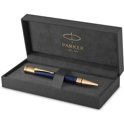 Parker Duofold kulspetspenna Prestige Blue Chevron Medium Point Black Ink Refill Premium presentförpackning Parker Duofold kulspetspenna Prestige Blue Chevron Medium Point Black Ink Refill Premium presentförpackning