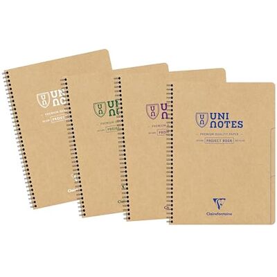 Clairefontaine 9862C Uninotes Project book 22,5x29,7cm 160p détachables et perforées 4 trous Q.5x5 + 3 intercalaires assortiment Clairefontaine 9862C Uninotes Project book 22,5x29,7cm 160p détachables et perforées 4 trous Q.5x5 + 3 intercalaires assortiment
