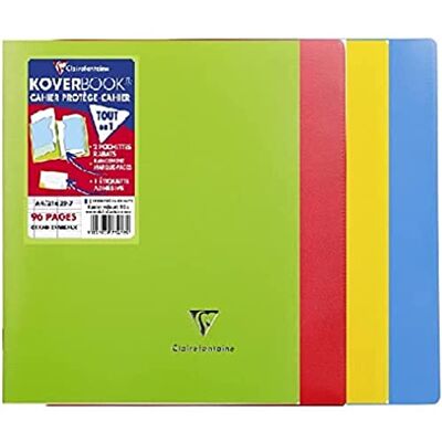 Clairefontaine 971412AMZC Lot de 4 Cahiers Agrafés Koverbook – A4 21 x 29,7 cm – 96 sidor Grands Carreaux – Papper Blanc 90 g – Couverture 100% Recyclée Couleurs Assorties (Bleu, Rouge, Vert et Clairefontaine 971412AMZC Lot de 4 Cahiers Agrafés Koverbook – A4 21 x 29,7 cm – 96 sidor Grands Carreaux – Papper Blanc 90 g – Couverture 100% Recyclée Couleurs Assorties (Bleu, Rouge, Vert et
