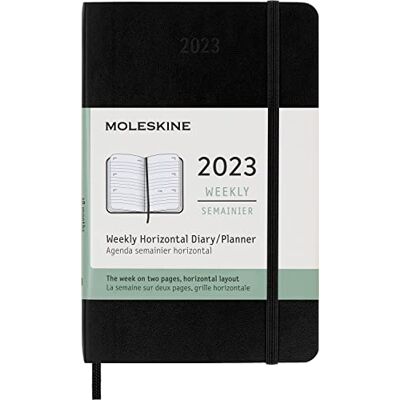 Moleskine Wochenplaner 2023, 12-Monats-Wochenkalender mit Horizontalem Layout, Horizontaler Wochenplaner, Softcover, Taschenformat 9 x 14 cm, Farbe Schwarz Moleskine Wochenplaner 2023, 12-Monats-Wochenkalender mit Horizontalem Layout, Horizontaler Wochenplaner, Softcover, Taschenformat 9 x 14 cm, Farbe Schwarz