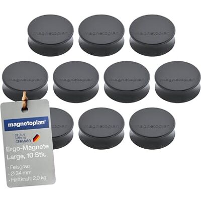 magnetoplan Ergo stora magneter, diameter 34 mm x 12,5 mm, paket med 10 felsgrau magnetoplan Ergo stora magneter, diameter 34 mm x 12,5 mm, paket med 10 felsgrau