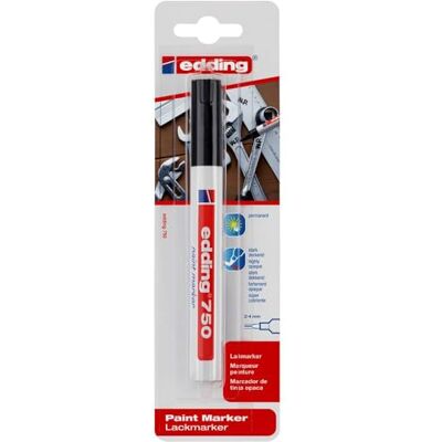 edding 750 lackmarkörer – svart – 1 penna – rund spets 2–4 mm – färgpenna för märkning och märkning av metall, glas, sten eller plast – värmebeständig, permanent, tork- och vattentät edding 750 lackmarkörer – svart – 1 penna – rund spets 2–4 mm – färgpenna för märkning och märkning av metall, glas, sten eller plast – värmebeständig, permanent, tork- och vattentät