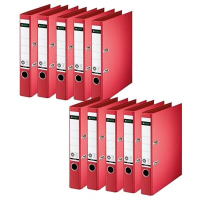 Leitz 10080025 kvalitetsmapp 180° förpackning med 10 A4 smal 5 cm ryggradsbredd speciell papperslaminering i linne prägling blå ängel röd Leitz 10080025 kvalitetsmapp 180° förpackning med 10 A4 smal 5 cm ryggradsbredd speciell papperslaminering i linne prägling blå ängel röd