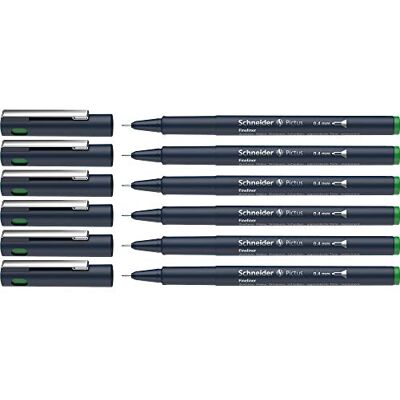 Schneider Pictus Fineliner (linjetjocklek 0,4 mm, dokumentäkta pigmentliner, metallmonterad spets, hölje av 85% återvunnen plast) 6-pack, grön Schneider Pictus Fineliner (linjetjocklek 0,4 mm, dokumentäkta pigmentliner, metallmonterad spets, hölje av 85% återvunnen plast) 6-pack, grön