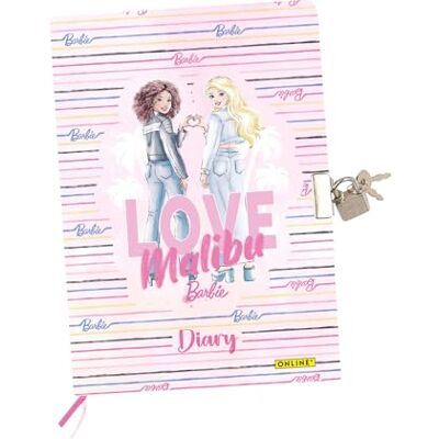 Online Barbie dagbok med lås I linjerad DIN A5-dagbok för flickor med 72 ark I vacker Malibu-design med högkvalitativt 90 g/m² papper I Hemlig bok för barn, perfekt som gåva Online Barbie dagbok med lås I linjerad DIN A5-dagbok för flickor med 72 ark I vacker Malibu-design med högkvalitativt 90 g/m² papper I Hemlig bok för barn, perfekt som gåva