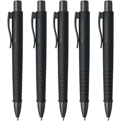 Faber-Castell 205255 Kulspetspenna med utbytbar XB-påfyllning, svart, 5 st, kulspetspenna med utbytbar XB-påfyllning, dokumentsäker Faber-Castell 205255 Kulspetspenna med utbytbar XB-påfyllning, svart, 5 st, kulspetspenna med utbytbar XB-påfyllning, dokumentsäker