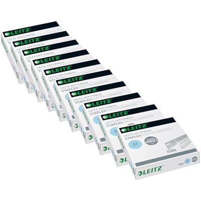 Leitz Softpress häftklamrar S1, galvaniserade, 10 lådor med 2500 häftklamrar vardera, 5497000 Leitz Softpress häftklamrar S1, galvaniserade, 10 lådor med 2500 häftklamrar vardera, 5497000