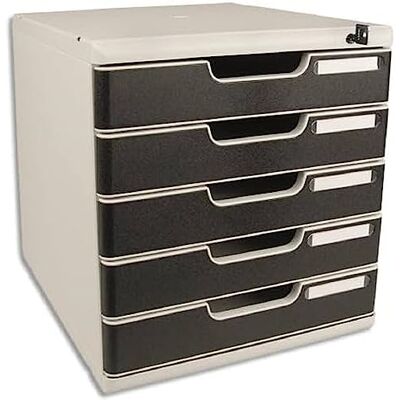 Exacompta Ref 331014D MODULO A4 5-facks piedestal med nyckellås för A4+ dokument Utvändiga mått: Djup 35 x Bredd 28,8 x Höjd 32 cm Ljusgrå/svart Exacompta Ref 331014D MODULO A4 5-facks piedestal med nyckellås för A4+ dokument Utvändiga mått: Djup 35 x Bredd 28,8 x Höjd 32 cm Ljusgrå/svart