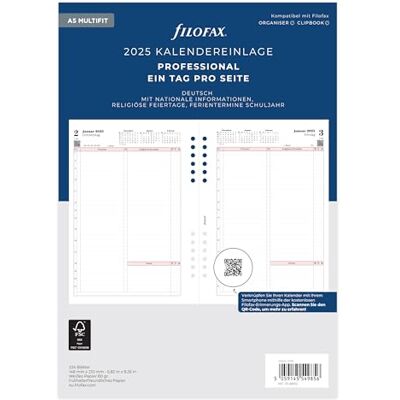 Filofax A5 Professional 1 dag på ena sidan (tyska) 2025 Filofax A5 Professional 1 dag på ena sidan (tyska) 2025