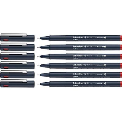 Schneider Pictus Fineliner (linjetjocklek 0,3 mm, dokumentäkta pigmentliner, metallmonterad spets, hölje av 85% återvunnen plast) 6-pack, röd Schneider Pictus Fineliner (linjetjocklek 0,3 mm, dokumentäkta pigmentliner, metallmonterad spets, hölje av 85% återvunnen plast) 6-pack, röd