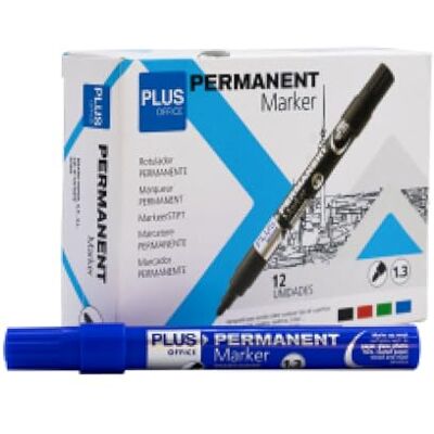 Plus Office Permanent märkpenna, 12-pack permanenta markörer med 1,3 mm kulspetspenna, vatten- och ljusbeständig, permanent för registrering, märkning och ritning (blå) Plus Office Permanent märkpenna, 12-pack permanenta markörer med 1,3 mm kulspetspenna, vatten- och ljusbeständig, permanent för registrering, märkning och ritning (blå)
