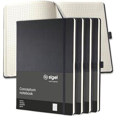Sigel CO111 Premium anteckningsbok fyrkantig, A4, inbunden, svart, 5 delar – konceptum Sigel CO111 Premium anteckningsbok fyrkantig, A4, inbunden, svart, 5 delar – konceptum