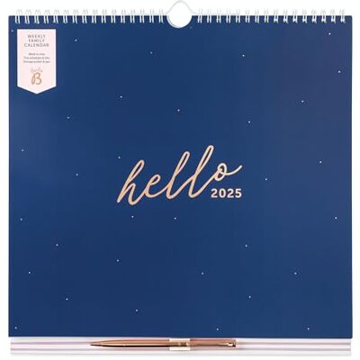 Busy B 2025 Väggkalender – veckofamiljekalender för 5 medlemmar med rosa guldpenna – marinblå och roséguld A4 – måltidsplaner, inköpslistor, klistermärken och förvaringsficka – vecka-till-vy för Busy B 2025 Väggkalender – veckofamiljekalender för 5 medlemmar med rosa guldpenna – marinblå och roséguld A4 – måltidsplaner, inköpslistor, klistermärken och förvaringsficka – vecka-till-vy för