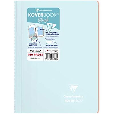 Clairefontaine 376772C Koverbook Blush Frostad blå spiralanteckningsbok A4 21 x 29,7 cm 160 linjerade sidor 90 g vitt papper polyproomslag Clairefontaine 376772C Koverbook Blush Frostad blå spiralanteckningsbok A4 21 x 29,7 cm 160 linjerade sidor 90 g vitt papper polyproomslag