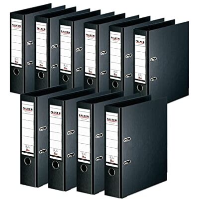 FALKEN Original 10-Pack Chromocolor Premium mappar. Made in Germany. Plastfolie utanför och innanför 8 cm bred DIN A4 svart ringpärm mapp brevmapp kontorsmapp plastmapp slitsad mapp FALKEN Original 10-Pack Chromocolor Premium mappar. Made in Germany. Plastfolie utanför och innanför 8 cm bred DIN A4 svart ringpärm mapp brevmapp kontorsmapp plastmapp slitsad mapp