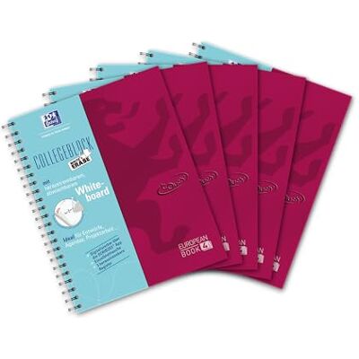 Oxford 400132984 Europeanbook A4 rutig 5-pack 90 g papper anteckningsbok med avtagbar whiteboard för maximal produktivitet och utbytbara avdelare Cover-färg bär Oxford 400132984 Europeanbook A4 rutig 5-pack 90 g papper anteckningsbok med avtagbar whiteboard för maximal produktivitet och utbytbara avdelare Cover-färg bär