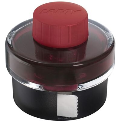 Lamy T52 bläck sepia 50 ml – bläckglas med bläckuppsamlingsbassäng – stativ av plast med rulle för radergummi Lamy T52 bläck sepia 50 ml – bläckglas med bläckuppsamlingsbassäng – stativ av plast med rulle för radergummi