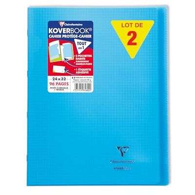 Clairefontaine 981602C en uppsättning med 10 blå Koverbook häftade anteckningsböcker 24 x 32 cm 96 små rutor med marginal 90 g vitt papper Polypro-omslag Clairefontaine 981602C en uppsättning med 10 blå Koverbook häftade anteckningsböcker 24 x 32 cm 96 små rutor med marginal 90 g vitt papper Polypro-omslag