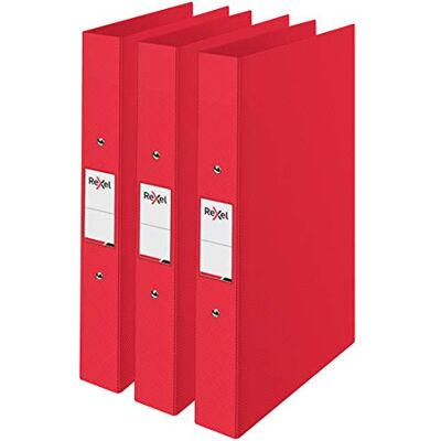 Rexel Choices, A4 ringpärmar, 25 mm ryggrad, 190 arkkapacitet, filmapp, dokumentorganisation, röd, 3-pack, 2115730 Rexel Choices, A4 ringpärmar, 25 mm ryggrad, 190 arkkapacitet, filmapp, dokumentorganisation, röd, 3-pack, 2115730