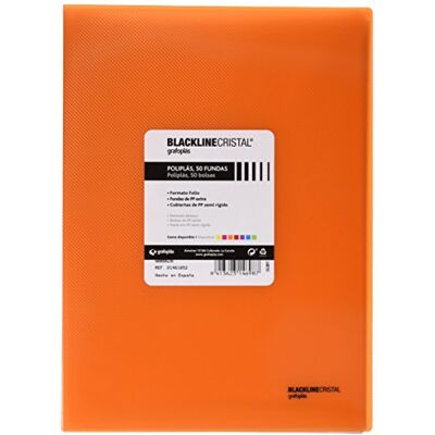 Grafoplás 1461852. Mapp, Folio storlek, Polypropylen toppar, Färg Orange, Polyplas Blackline Glas Grafoplás 1461852. Mapp, Folio storlek, Polypropylen toppar, Färg Orange, Polyplas Blackline Glas