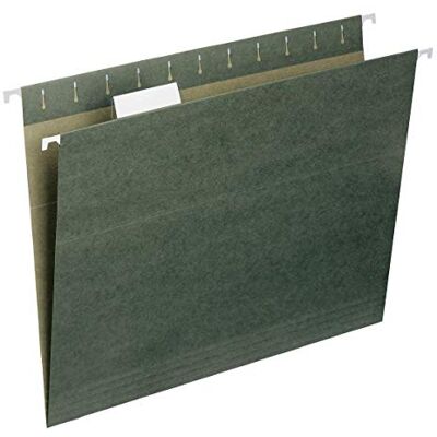 Smead hängande mapp med flik, 1/5-skuren justerbar flik, bokstavsstorlek, standardgrön, 50 per låda (64029) Smead hängande mapp med flik, 1/5-skuren justerbar flik, bokstavsstorlek, standardgrön, 50 per låda (64029)