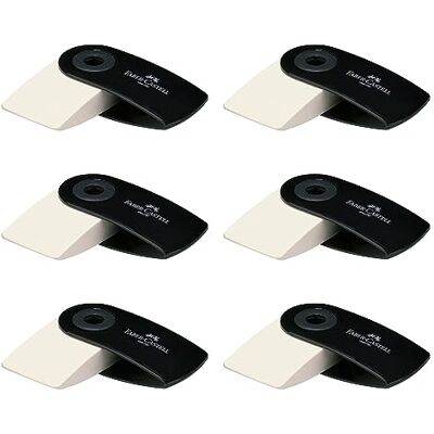 Faber-Castell 205076 – suddgummi Sleeve Mini, svart, 6 stycken Faber-Castell 205076 – suddgummi Sleeve Mini, svart, 6 stycken