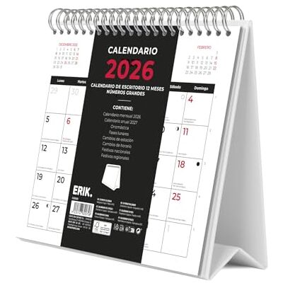 Grupo Erik Kalender 2026 bordskalender familjeplanerare – bordskalender 2026 för att ställa upp 20 x 17 cm årskalender 2026 – officiella fanartikel presenter Grupo Erik Kalender 2026 bordskalender familjeplanerare – bordskalender 2026 för att ställa upp 20 x 17 cm årskalender 2026 – officiella fanartikel presenter