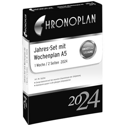 Avery Chronoplan 50294 kalenderinlägg 2024 (årsuppsättning A5 (148 x 210 mm), ersättningskalendarium för mötesplanerare, veckoplanerare, för detaljerad veckoplanering, 1 vecka på 2 sidor, med universell Avery Chronoplan 50294 kalenderinlägg 2024 (årsuppsättning A5 (148 x 210 mm), ersättningskalendarium för mötesplanerare, veckoplanerare, för detaljerad veckoplanering, 1 vecka på 2 sidor, med universell