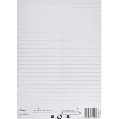 Rexel 78290 Crystalfile klassisk topp flik inlägg papper, förpackning med 50, vit Rexel 78290 Crystalfile klassisk topp flik inlägg papper, förpackning med 50, vit