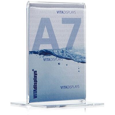 VITAdisplays 10 stycken reklamstativ som T-stativ/T-stativ i DIN A7 stående format, transparent bordsstativ av original PLEXIGLAS® (10-pack) VITAdisplays 10 stycken reklamstativ som T-stativ/T-stativ i DIN A7 stående format, transparent bordsstativ av original PLEXIGLAS® (10-pack)