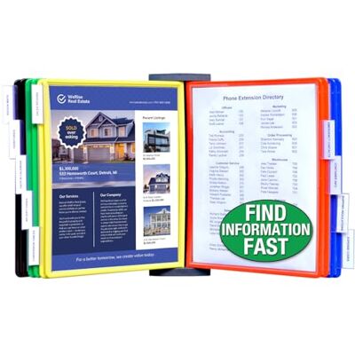 Ultimate Office AdjustaView 10-fickors väggreferensorganisatör med lättlastade fickor och monteringsskruvar Ultimate Office AdjustaView 10-fickors väggreferensorganisatör med lättlastade fickor och monteringsskruvar