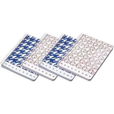 Pigna , Förpackning med 4 spiralbundna anteckningsblock i A5-format MONOCROMO PATTERN, dubbelsidig, 2 röda + 2 blå Pigna , Förpackning med 4 spiralbundna anteckningsblock i A5-format MONOCROMO PATTERN, dubbelsidig, 2 röda + 2 blå