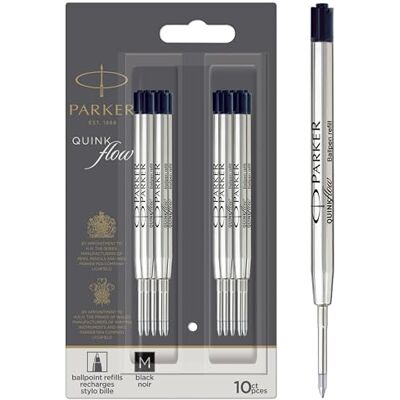 Parker Kulspetspennpåfyllningar Medium Point Svart QuinkFlow-bläck 10 antal (förpackningen kan variera) Parker Kulspetspennpåfyllningar Medium Point Svart QuinkFlow-bläck 10 antal (förpackningen kan variera)