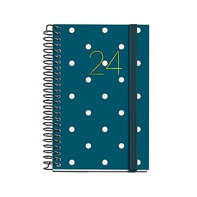 Miquelrius Årlig agenda 2024, Dag sida, Caddy storlek 80 x 120 mm, Hårt lock, Spiralbindning, Catalanska, Engelska och portugisiska, Polka med guldstämpling Miquelrius Årlig agenda 2024, Dag sida, Caddy storlek 80 x 120 mm, Hårt lock, Spiralbindning, Catalanska, Engelska och portugisiska, Polka med guldstämpling