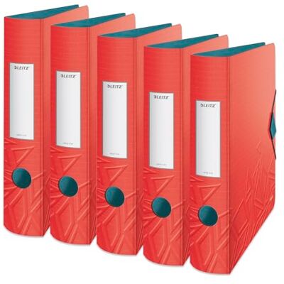 Leitz kvalitetspärm 180° Active, 5-pack, A4, smal, rundad rygg, 6,5 cm bred, gummibandslås, lätt polyfoam, plastmapp, Urban Chic serie, röd, 11170020 Leitz kvalitetspärm 180° Active, 5-pack, A4, smal, rundad rygg, 6,5 cm bred, gummibandslås, lätt polyfoam, plastmapp, Urban Chic serie, röd, 11170020