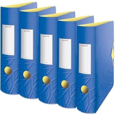 Leitz kvalitetspärm 180° Active, 5-pack, A4, bred, rundad rygg, 8,2 cm bred, gummibandslås, lätt polyfoam, plastmapp, Urban Chic serie, blå, 11160032 Leitz kvalitetspärm 180° Active, 5-pack, A4, bred, rundad rygg, 8,2 cm bred, gummibandslås, lätt polyfoam, plastmapp, Urban Chic serie, blå, 11160032