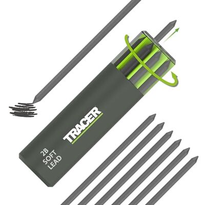 Tracer Tuff konstruktion blyertsats för blyertspennor – 6 x 5,2 mm tuffa grafitledningar för den tuffa pennan. Uppsättning av 6 x pennpåfyllningar Tracer Tuff konstruktion blyertsats för blyertspennor – 6 x 5,2 mm tuffa grafitledningar för den tuffa pennan. Uppsättning av 6 x pennpåfyllningar